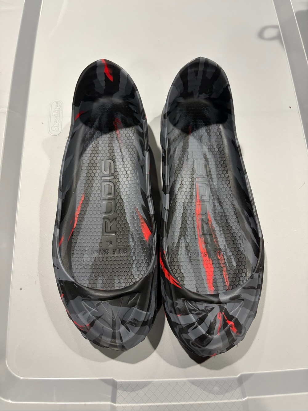 RUDIS men’s black, gray and red sole covers for wrestling shoes